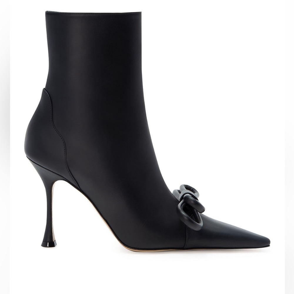 MACH & MACH Double Bow Leather Ankle Boots - Picture 2 of 4